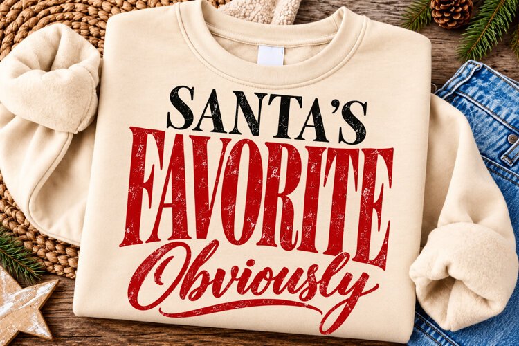 Santa’s Favorite Obviously PNG | Funny Vintage Christmas Png example image 1