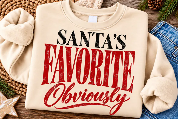 Santa’s Favorite Obviously PNG | Funny Vintage Christmas Png