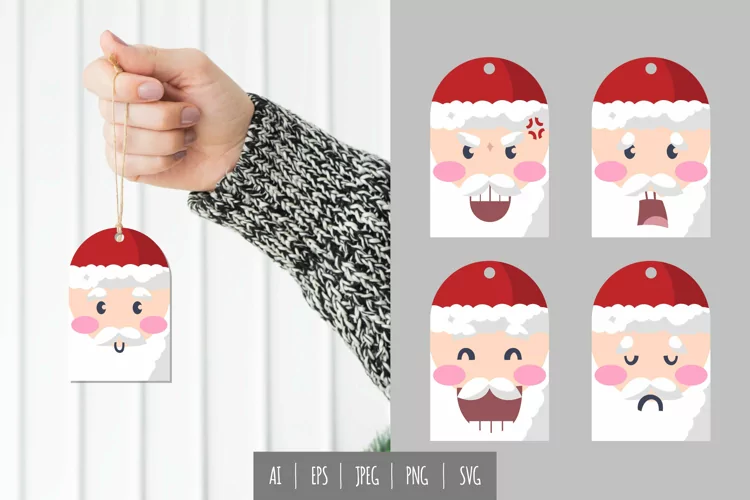 Funny Expression Face Santa Gift Tags