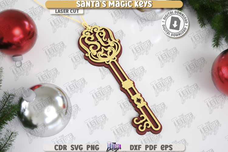 Santas Magic Key Laser Cut | Christmas Tree Toy | Holidays