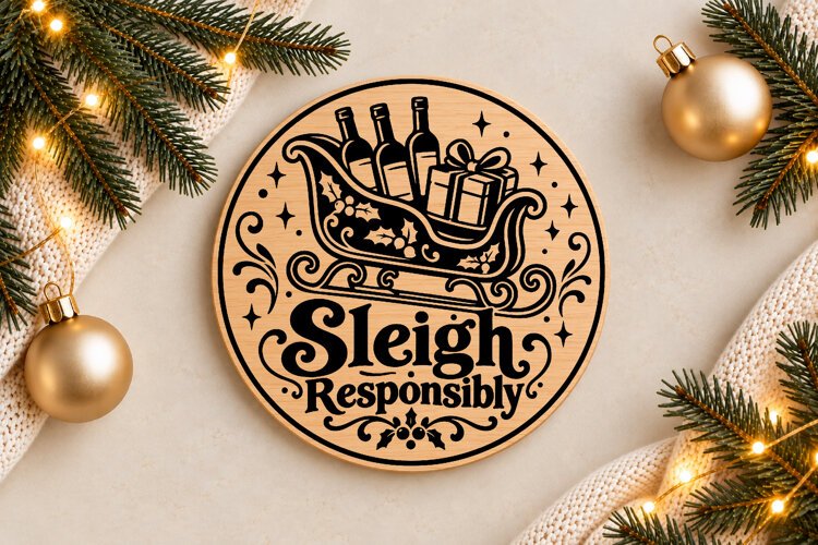 Santa’s Sleigh & Merry Christmas Sign Laser Cut example image 1