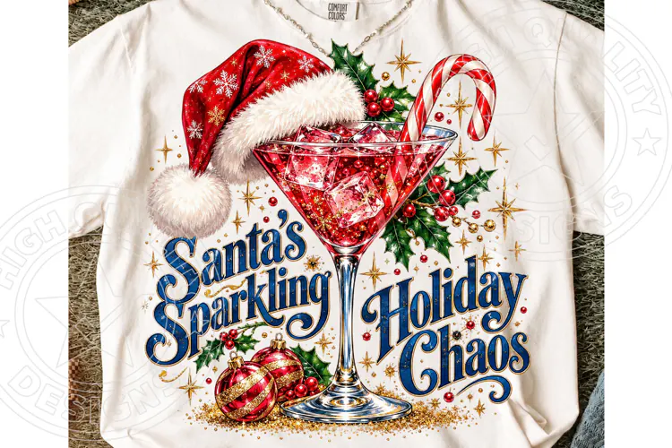 Santa's Sparkling Holiday Chaos Christmas Martini Cocktail