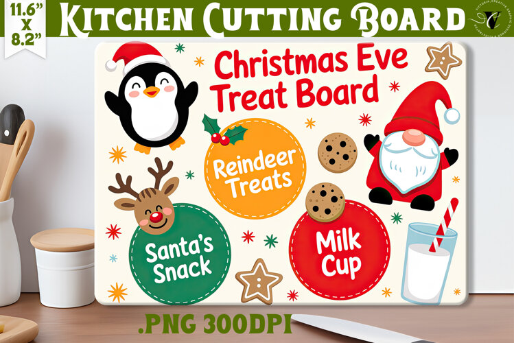 Christmas Treat Board | Christmas Cutting Board Santa Tray example image 1