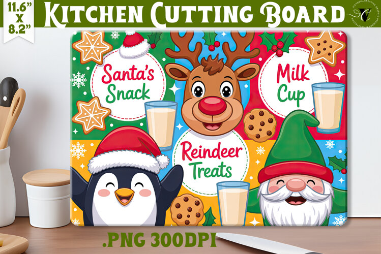 Christmas Treat Board | Christmas Cutting Board Santa Tray example image 1