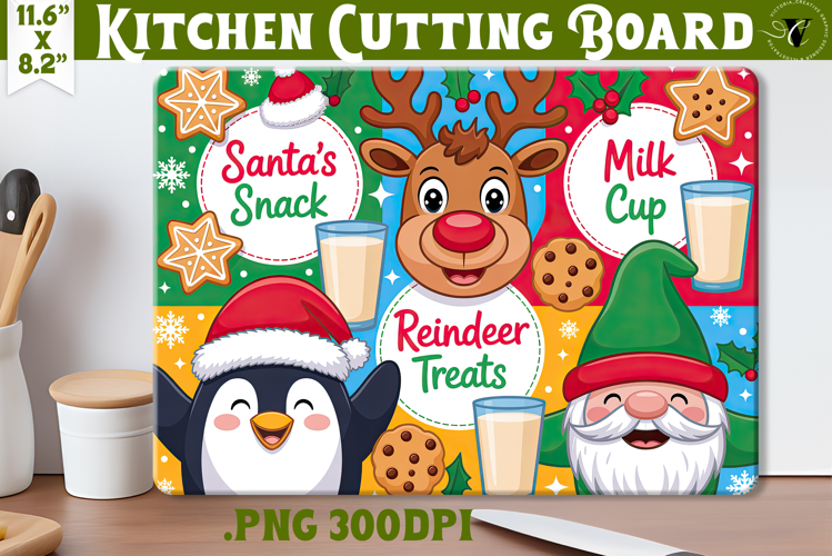 Christmas Treat Board | Christmas Cutting Board Santa Tray