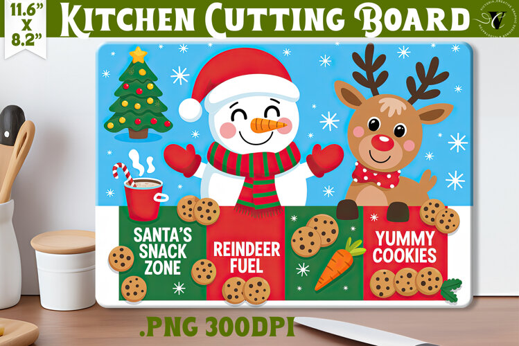 Christmas Treat Board | Christmas Cutting Board Santa Tray example image 1
