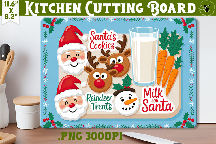 Christmas Treat Board | Christmas Cutting Board Santa Tray example image 1