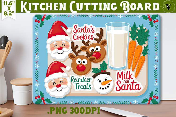 Christmas Treat Board | Christmas Cutting Board Santa Tray