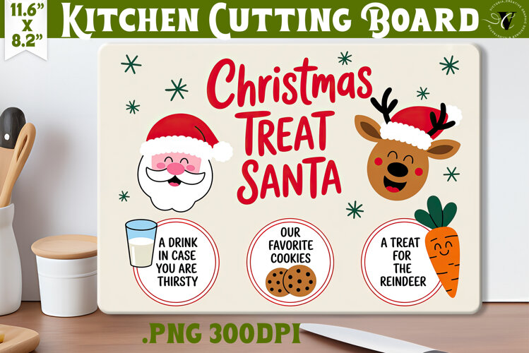 Christmas Treat Board | Christmas Cutting Board Santa Tray example image 1
