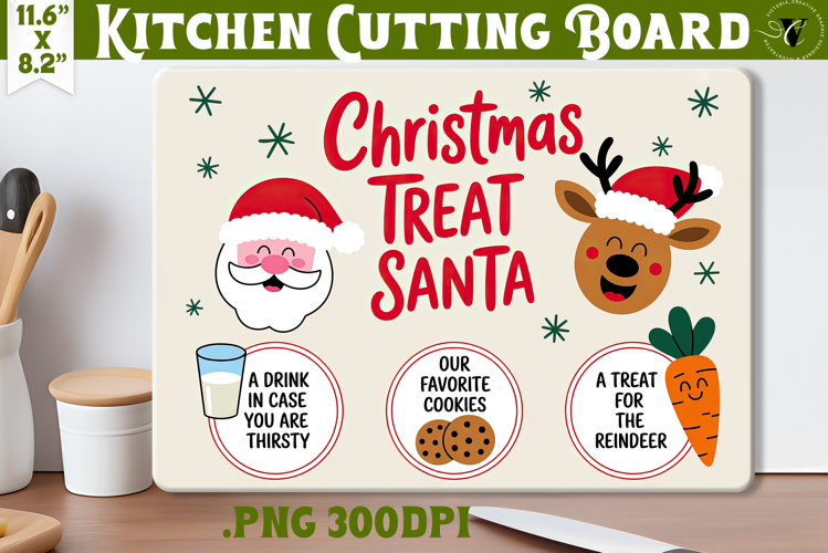 Christmas Treat Board | Christmas Cutting Board Santa Tray