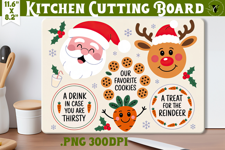 Christmas Treat Board | Christmas Cutting Board Santa Tray example image 1