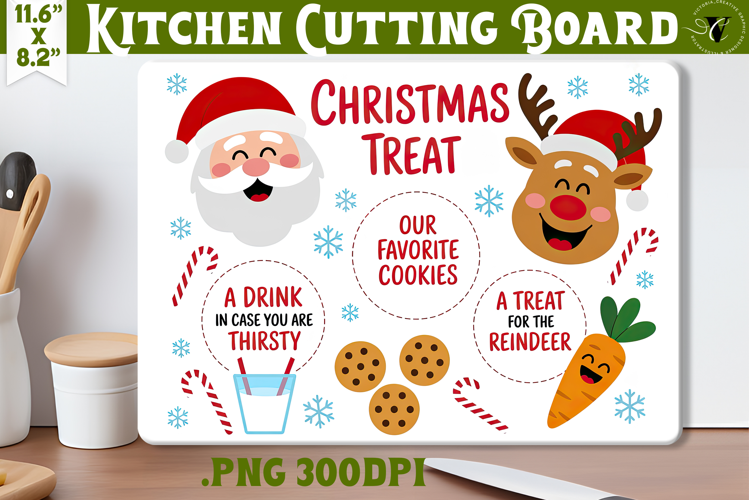 Christmas Treat Board | Christmas Cutting Board Santa Tray