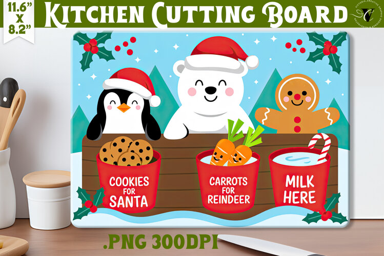 Christmas Treat Board | Christmas Cutting Board Santa Tray example image 1