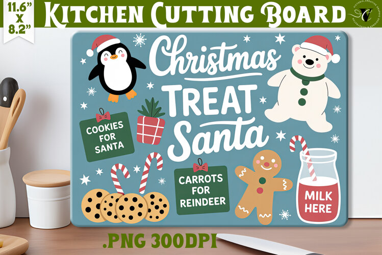 Christmas Treat Board | Christmas Cutting Board Santa Tray example image 1