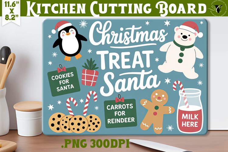 Christmas Treat Board | Christmas Cutting Board Santa Tray