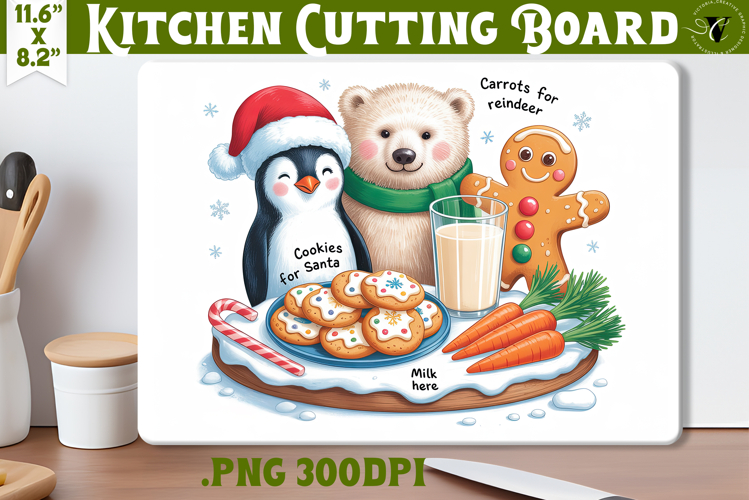 Christmas Treat Board | Christmas Cutting Board Santa Tray example image 1