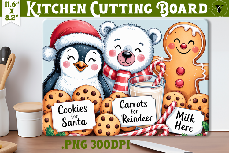 Christmas Treat Board | Christmas Cutting Board Santa Tray