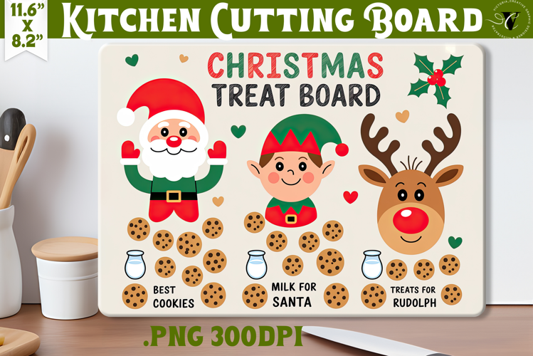 Christmas Treat Board | Christmas Cutting Board Santa Tray
