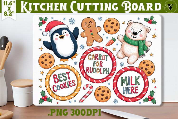 Christmas Treat Board | Christmas Cutting Board Santa Tray example image 1