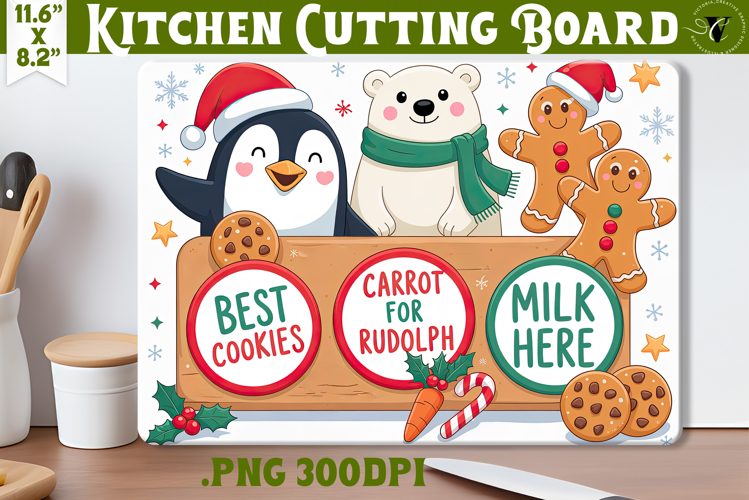 Christmas Treat Board | Christmas Cutting Board Santa Tray example image 1