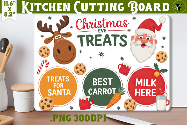 Christmas Treat Board | Christmas Cutting Board Santa Tray example image 1