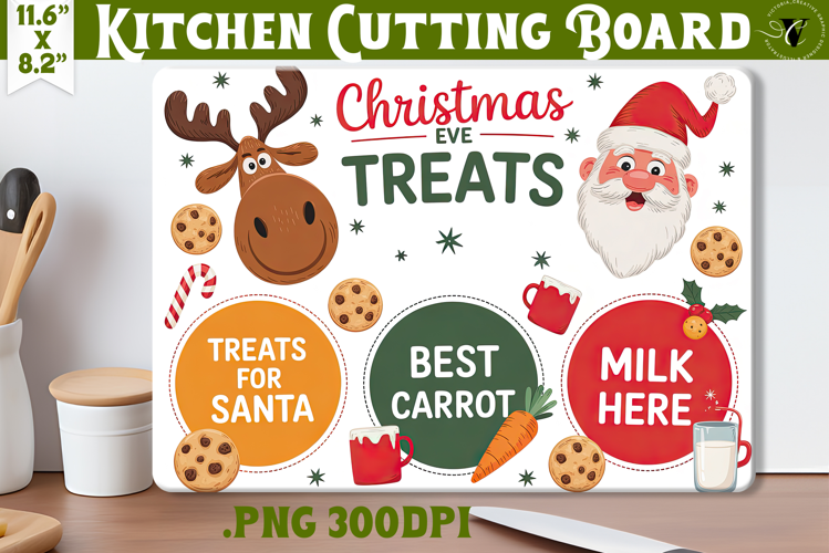 Christmas Treat Board | Christmas Cutting Board Santa Tray