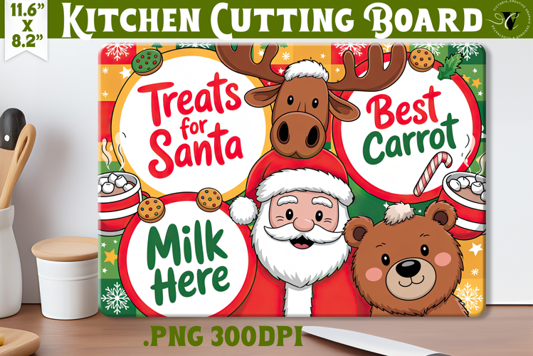 Christmas Treat Board | Christmas Cutting Board Santa Tray