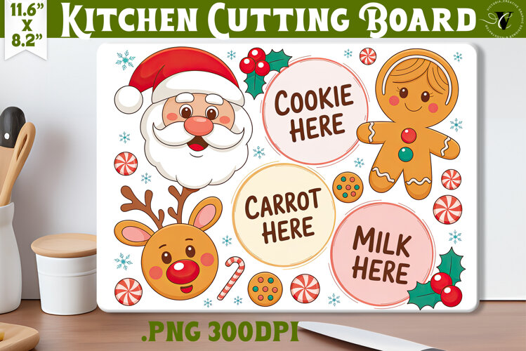 Christmas Treat Board | Christmas Cutting Board Santa Tray example image 1