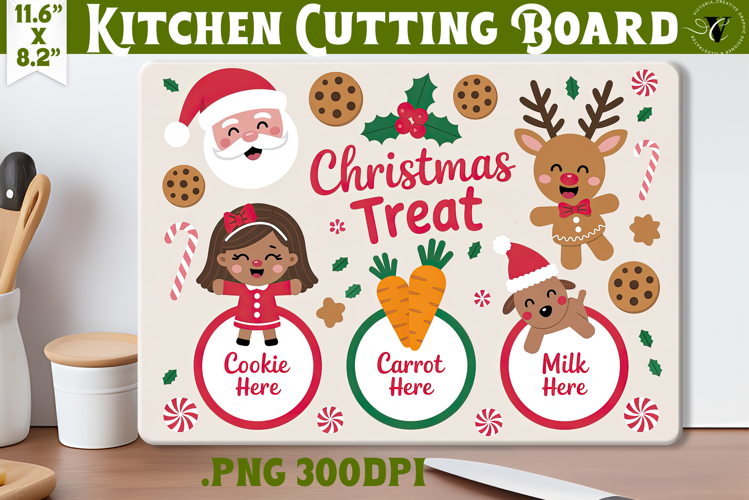 Christmas Treat Board | Christmas Cutting Board Santa Tray