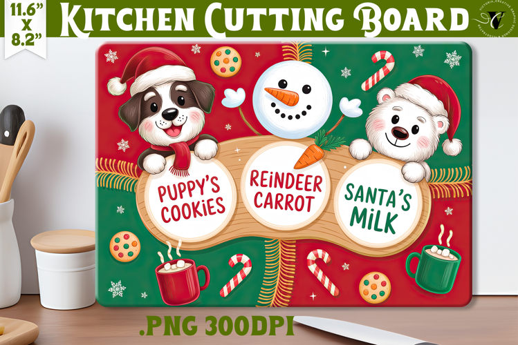 Christmas Treat Board | Christmas Cutting Board Santa Tray