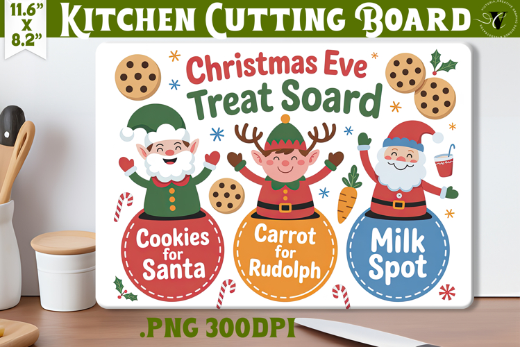 Christmas Treat Board | Christmas Cutting Board Santa Tray example image 1