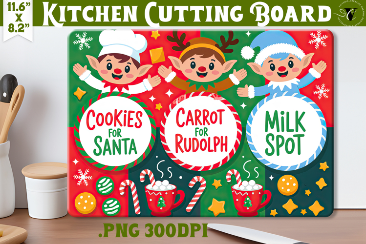 Christmas Treat Board | Christmas Cutting Board Santa Tray example image 1