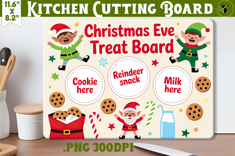 Christmas Treat Board | Christmas Cutting Board Santa Tray