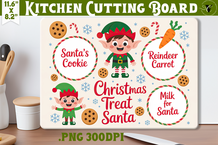 Christmas Treat Board | Christmas Cutting Board Santa Tray