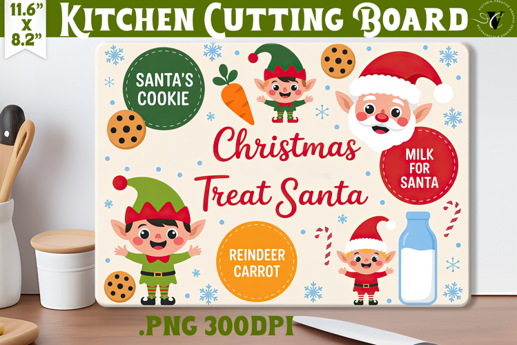 Christmas Treat Board | Christmas Cutting Board Santa Tray example image 1