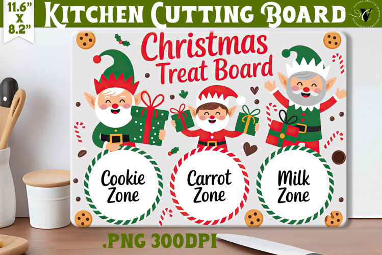 Christmas Treat Board | Christmas Cutting Board Santa Tray example image 1