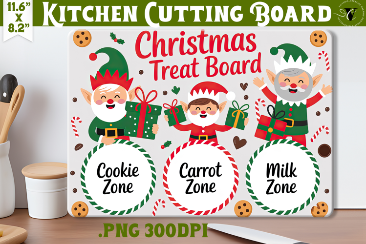 Christmas Treat Board | Christmas Cutting Board Santa Tray
