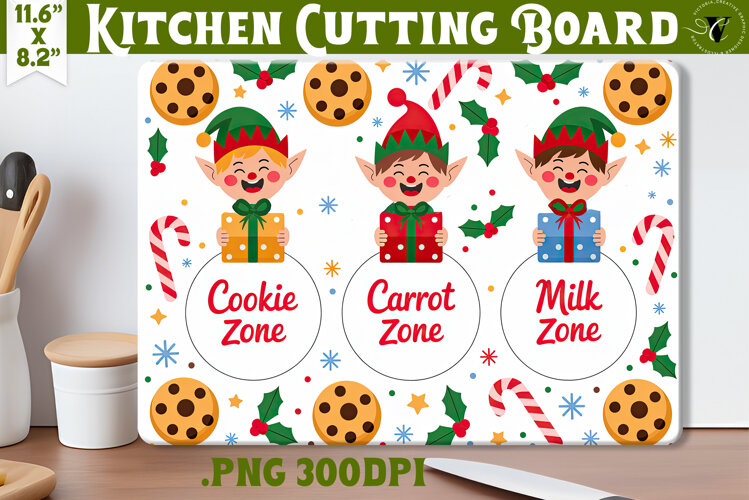 Christmas Treat Board | Christmas Cutting Board Santa Tray example image 1