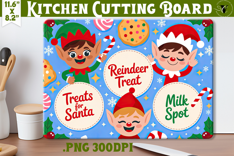 Christmas Treat Board | Christmas Cutting Board Santa Tray example image 1