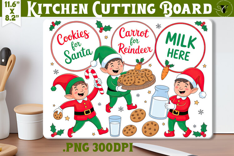 Christmas Treat Board | Christmas Cutting Board Santa Tray example image 1