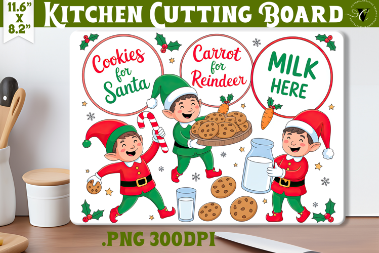 Christmas Treat Board | Christmas Cutting Board Santa Tray