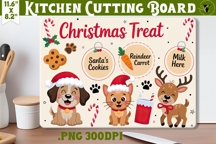 Christmas Treat Board | Christmas Cutting Board Santa Tray