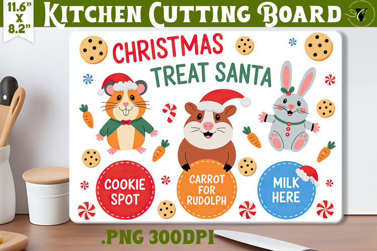 Christmas Treat Board | Christmas Cutting Board Santa Tray example image 1