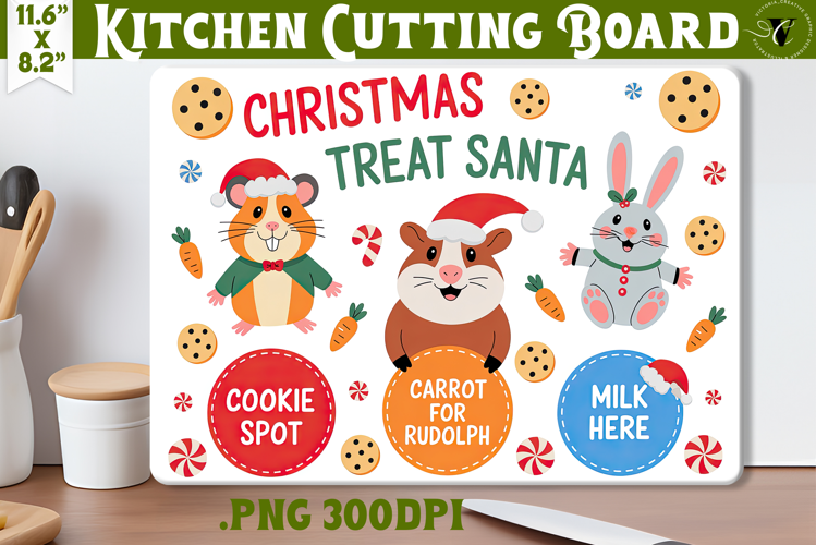 Christmas Treat Board | Christmas Cutting Board Santa Tray