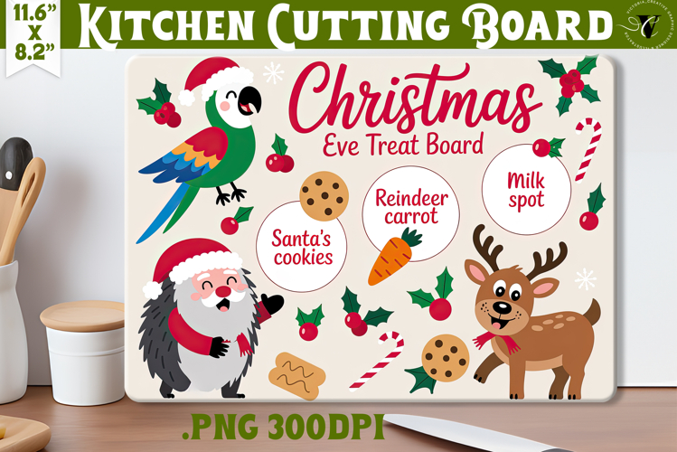 Christmas Treat Board | Christmas Cutting Board Santa Tray
