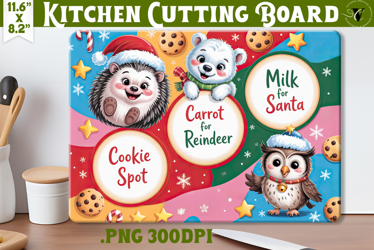 Christmas Treat Board | Christmas Cutting Board Santa Tray