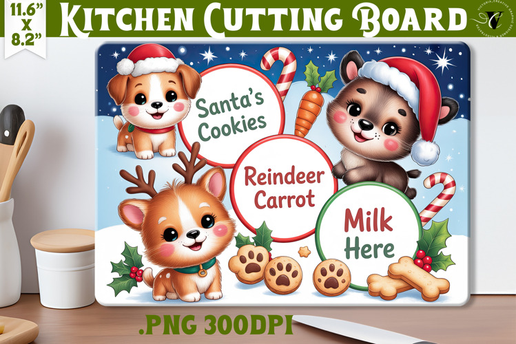 Christmas Treat Board | Christmas Cutting Board Santa Tray