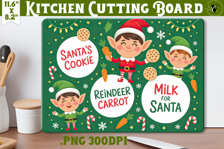 Christmas Treat Board | Christmas Cutting Board Santa Tray
