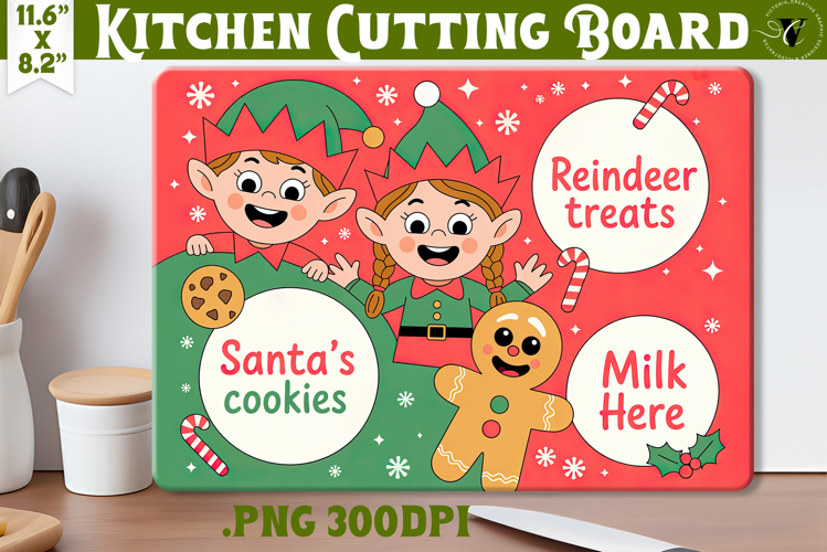 Christmas Treat Board | Christmas Cutting Board Santa Tray