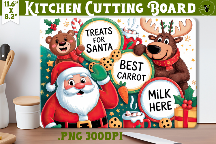 Christmas Treat Board | Christmas Cutting Board Santa Tray